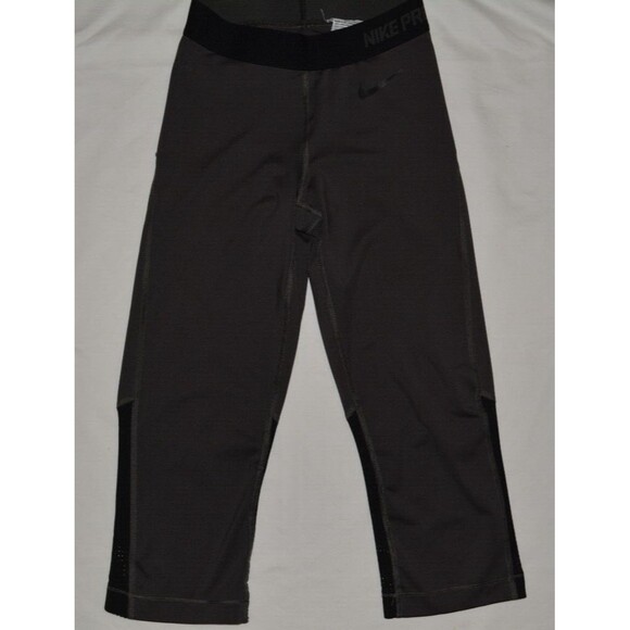 NIKE PRO WOMEN DRI-FIT WORKOUT CORE COMPRESSION CAPRIS SZ XS GRAY - Picture 1 of 3